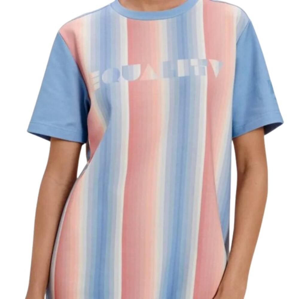 UGG UNISEX Pride Logo Equality T-shirt XS Blue Multi Stripe Short Sleeve NWT